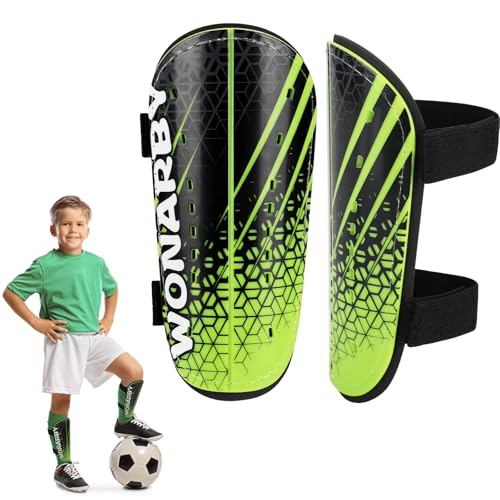 Schienbeinschoner Kinder Fussball Shin Pads - Fußball Ausstattung Mit Verstellbarem Klettverschluss- Leicht Langlebig rutschfest Aeeignet für Jungen und Mädchen im Alter von 2 bis 18 Jahren - Grün XS Schienbeinschoner Kinder Fussball Shin Pads - Fußball Ausstattung Mit Verstellbarem Klettverschluss- Leicht Langlebig rutschfest Aeeignet für Jungen und Mädchen im Alter von 2 bis 18 Jahren - Grün XS von Wonarby