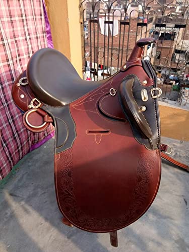Wonder Wish Australian Stock Leder Erwachsene Pferdesattel mit Horn passender Gurtgröße von Wonder Wish