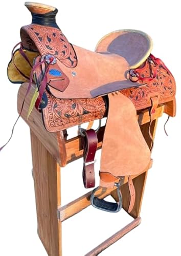 Wonder Wish Big Horn Westernsattel aus hartem Blatt, Premium-Ledersattel für Pferde, Hellbraun (Größe 43,2 cm) von Wonder Wish