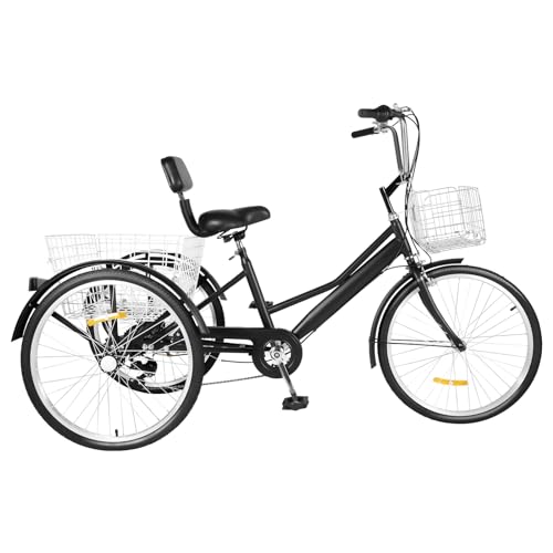 WooDerson 24 Zoll 3 Räder Fahrrad Für Erwachsene, 7 Gang Dreirad Mit 2 Einkaufskorb, Kohlenstoffgehalt Erwachsenendreirad Geschenk WooDerson 24 Zoll 3 Räder Fahrrad Für Erwachsene, 7 Gang Dreirad Mit 2 Einkaufskorb, Kohlenstoffgehalt Erwachsenendreirad Geschenk von WooDerson