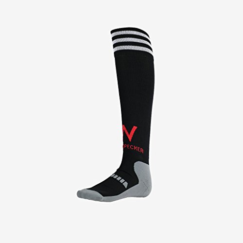Woodpecker für Fußball/Rugby/Hockey Socks-Hoop, Unisex, 00053, schwarz-weiß, 7-12 von Woodpecker