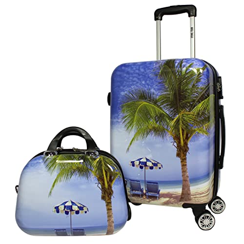 World Traveler Palm Tree Hardside Handgepäck-Set, 2-teilig, Einheitsgröße von World Traveler