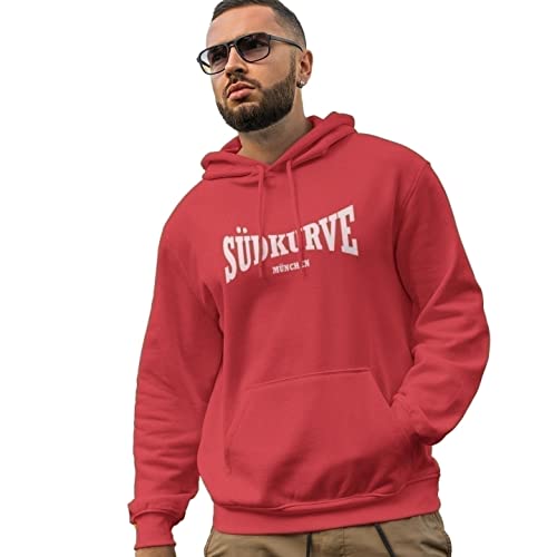 World of Football Herren Pullover Hoodie Südkurve München Bayern rot rot - L von World of Football