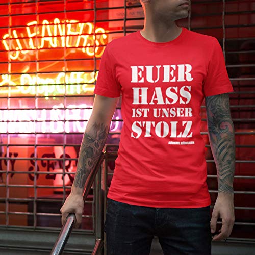 World of Football Herren T-Shirt Rundhals Crewneck Bayern Euer HASS ist unser Stolz rot rot - L World of Football Herren T-Shirt Rundhals Crewneck Bayern Euer HASS ist unser Stolz rot rot - L von World of Football