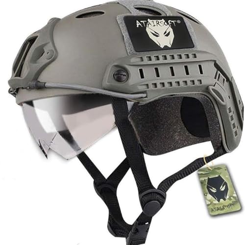 ATAIRSOFT Airsoft Helm Tactical SWAT Army Militärstil Helm PJ Typ Fast Combat mit Schutzbrille Airsoft Ausrüstung Maske für CQB Schießen Airsoft Paintball ATAIRSOFT Airsoft Helm Tactical SWAT Army Militärstil Helm PJ Typ Fast Combat mit Schutzbrille Airsoft Ausrüstung Maske für CQB Schießen Airsoft Paintball von ATAIRSOFT