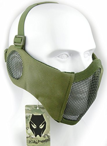 ATAIRSOFT Tactical Airsoft CS Schutzmaske aus Nylon mit halbem Gesichtsschutz und Ohrenschutz OD Grün… von ATAIRSOFT