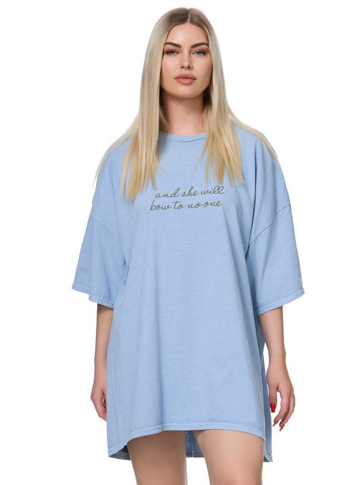 Worldclassca T-Shirt Worldclassca Oversized Print SHE WILL T-Shirt lang Sommer Oberteil von Worldclassca