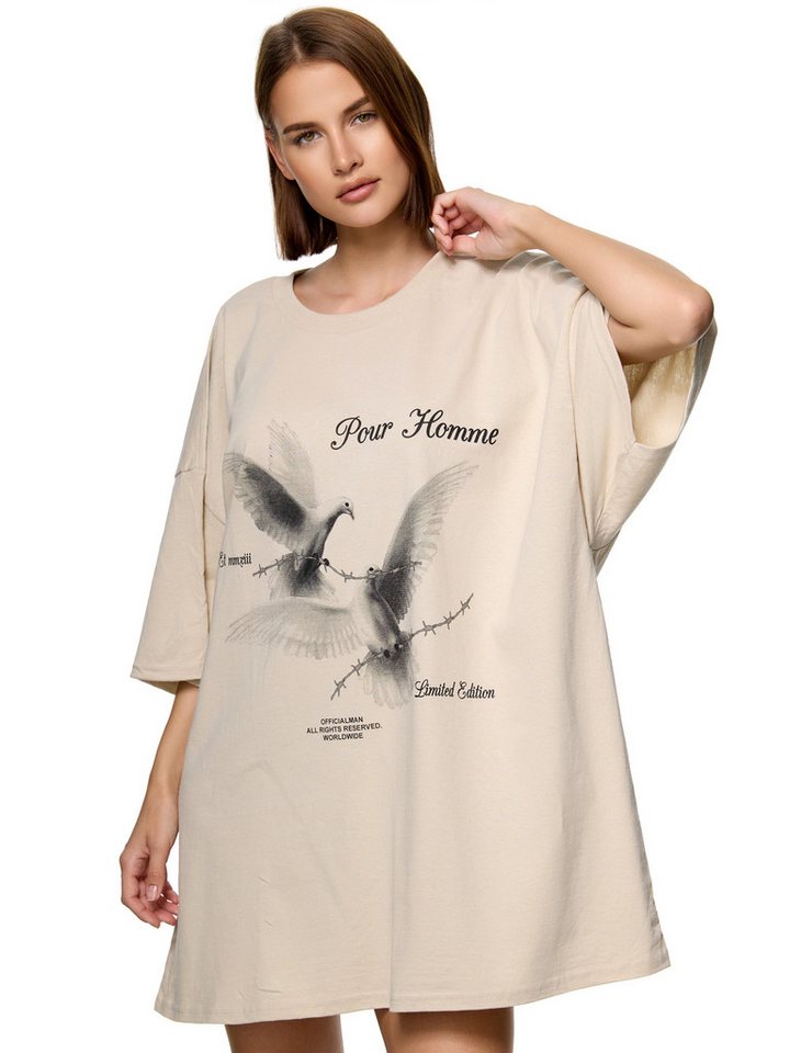 Worldclassca T-Shirt Worldclassca Oversized Print Weiße Tauben T-Shirt lang Tee Sommer Oberteil Worldclassca T-Shirt Worldclassca Oversized Print Weiße Tauben T-Shirt lang Tee Sommer Oberteil von Worldclassca