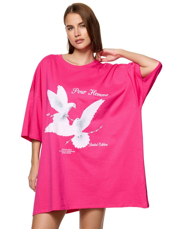 Worldclassca T-Shirt Worldclassca Oversized Print Weiße Tauben T-Shirt lang Tee Sommer Oberteil Worldclassca T-Shirt Worldclassca Oversized Print Weiße Tauben T-Shirt lang Tee Sommer Oberteil von Worldclassca