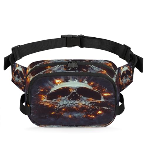 Explosion Dark Skull Hüfttasche Multifunktionspack für Reisen, Sport, Laufen, Totenkopf-Bauchtasche, Geldbörse, Gürteltasche für Damen, Herren, Mädchen, Jungen, farbe, XL, Taschen-Organizer von WowPrint