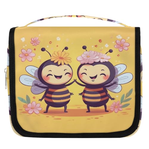 Kulturbeutel mit niedlicher Blume, Cartoon-Biene, Reise-Kulturbeutel für Damen, Herren, Kinder, Mädchen, Jungen, Make-up-Kosmetiktasche, hängende Kulturbeutel, Kulturbeutel, Organizer, Duschtasche, Kulturbeutel mit niedlicher Blume, Cartoon-Biene, Reise-Kulturbeutel für Damen, Herren, Kinder, Mädchen, Jungen, Make-up-Kosmetiktasche, hängende Kulturbeutel, Kulturbeutel, Organizer, Duschtasche, von WowPrint