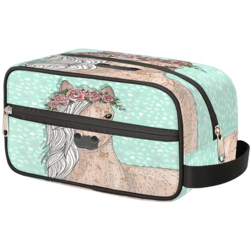 Reise-Make-up-Tasche mit Blumenmotiv für Damen, Herren, Kinder, Mädchen, Jungen, niedliches Pferd, Kulturbeutel, Kosmetik, Toilettenartikel, Organizer, Duschtasche, farbe, Einheitsgröße, Reise-Make-up-Tasche mit Blumenmotiv für Damen, Herren, Kinder, Mädchen, Jungen, niedliches Pferd, Kulturbeutel, Kosmetik, Toilettenartikel, Organizer, Duschtasche, farbe, Einheitsgröße, von WowPrint