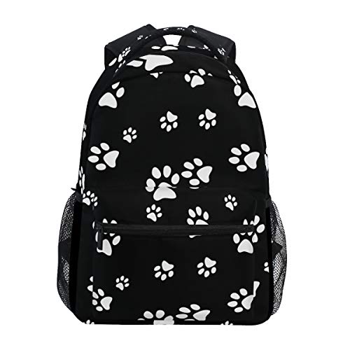 WowPrint Niedliches Hund Pfote Druck Muster, Rucksack Büchertasche Schulrucksäcke Rucksack Wandern Daypack für Mädchen Kinder Jungen Damen Herren Unisex von WowPrint