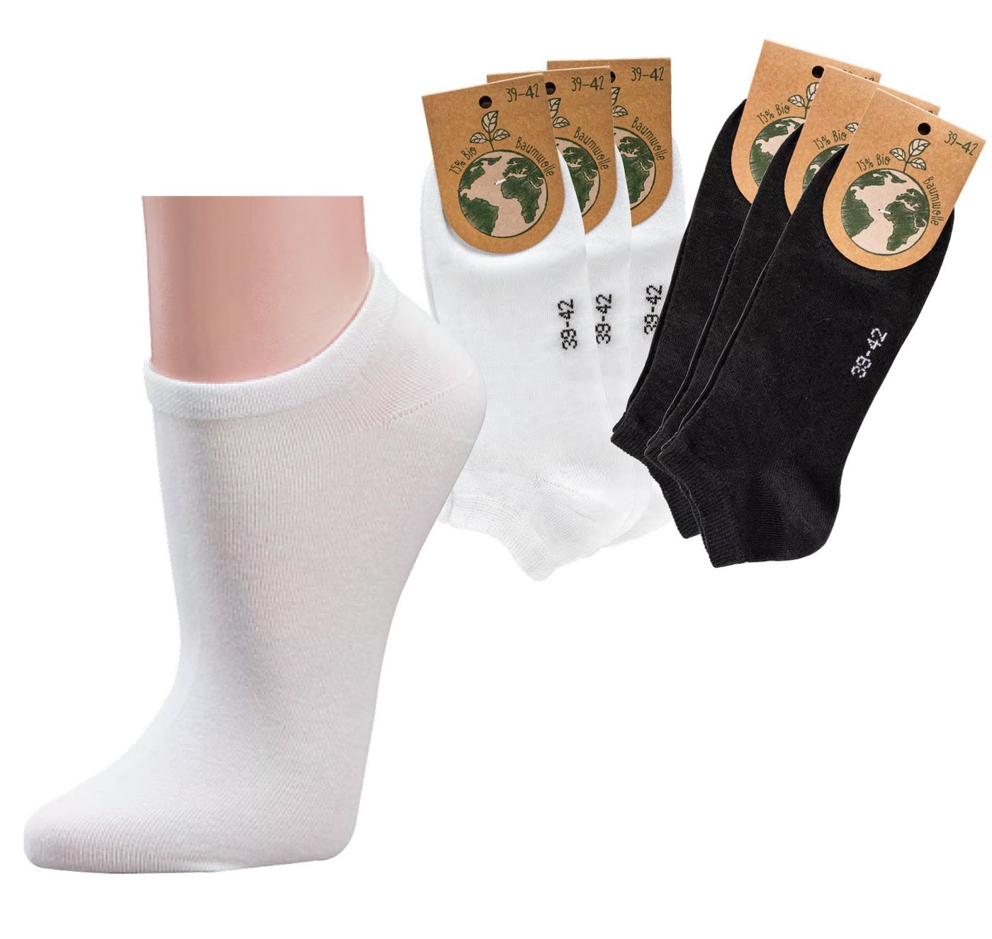 Wowerat Sneakersocken Sneaker Socken mit Biobaumwolle (3 Paar) von Wowerat