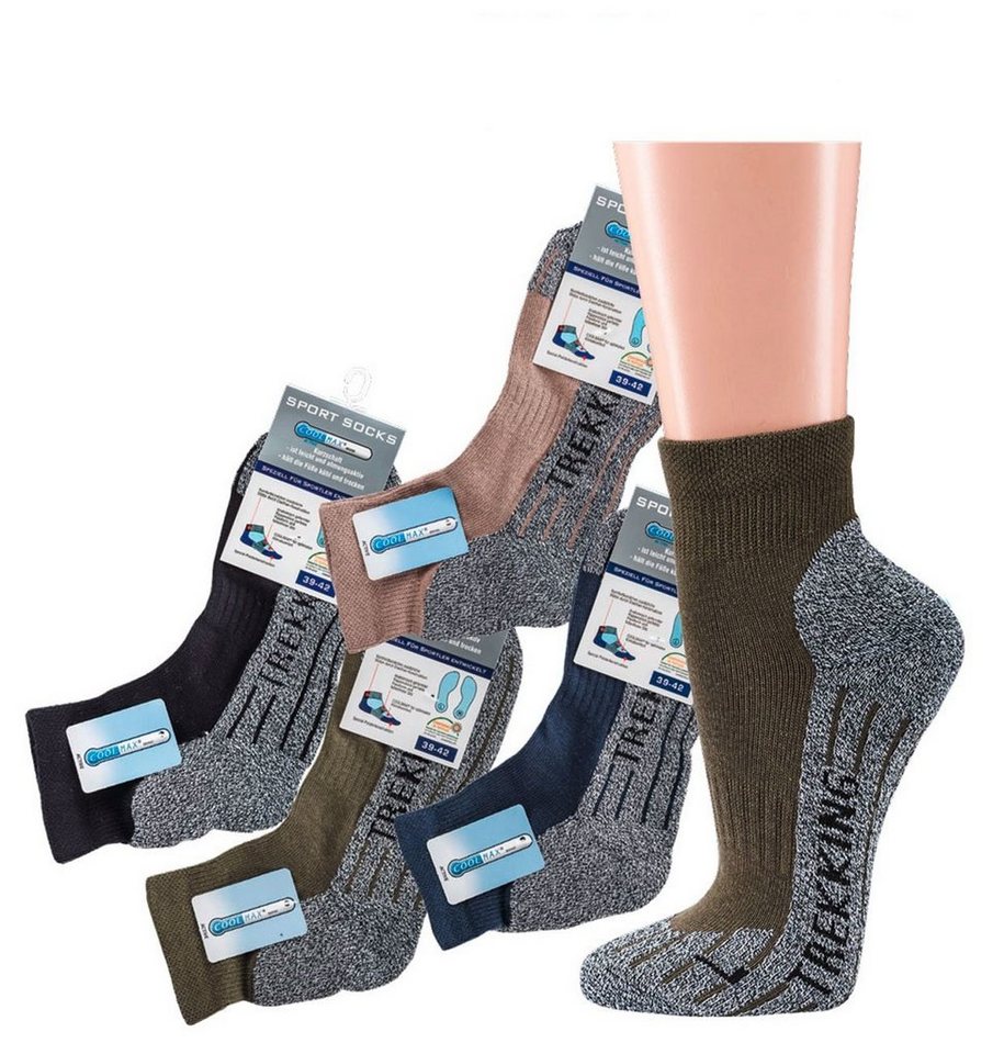 Wowerat Sportsocken Coolmax® Kurzschaft Wandersocken Trekkingsocken schwarz grau (2 Paar) von Wowerat