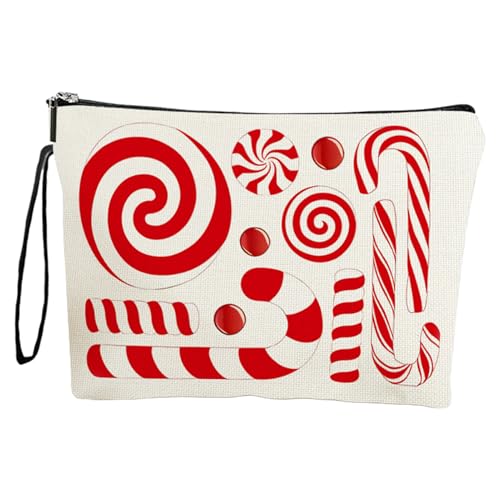 Wpsagek Kosmetiktasche mit weihnachtlichem Süßigkeiten-Make-up-Organizer, tragbare Outdoor-Make-up-Geldbörse, wasserdicht, Kosmetiktasche mit Tragegurt für Damen, a, Refer to description, Unisex von Wpsagek