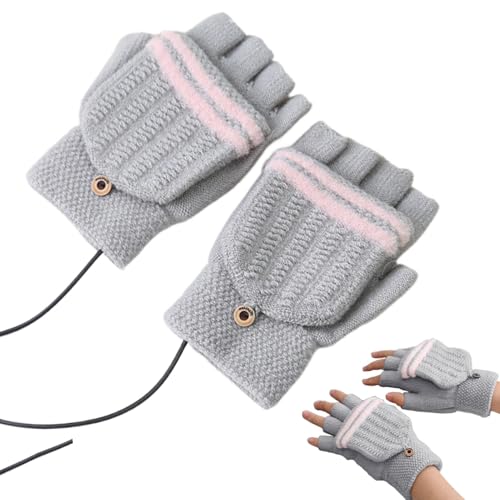 Wpsagek USB-beheizte Handschuhe, fingerlose beheizte Handschuhe,Fingerlose USB-Winterhandschuhe für Damen und Herren - Winterwarmer Heizhandschuh mit einstellbarer Temperatur, USB-Handwärmerhandschuhe von Wpsagek