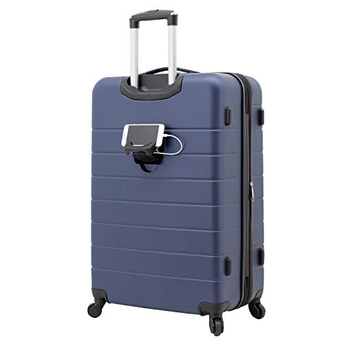 Wrangler Smart Gepäckset mit Getränkehalter und USB-Anschluss, Marineblau, 20-Inch Carry-On, Smart Gepäck-Set mit Getränkehalter und USB-Port von Wrangler