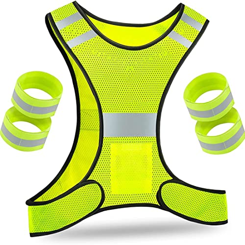 Wresetly Reflektierende Weste – Weste mit hoher Sichtbarkeit mit verstellbarem Verschluss und Jogging mit 4 Reflektoren von Wresetly