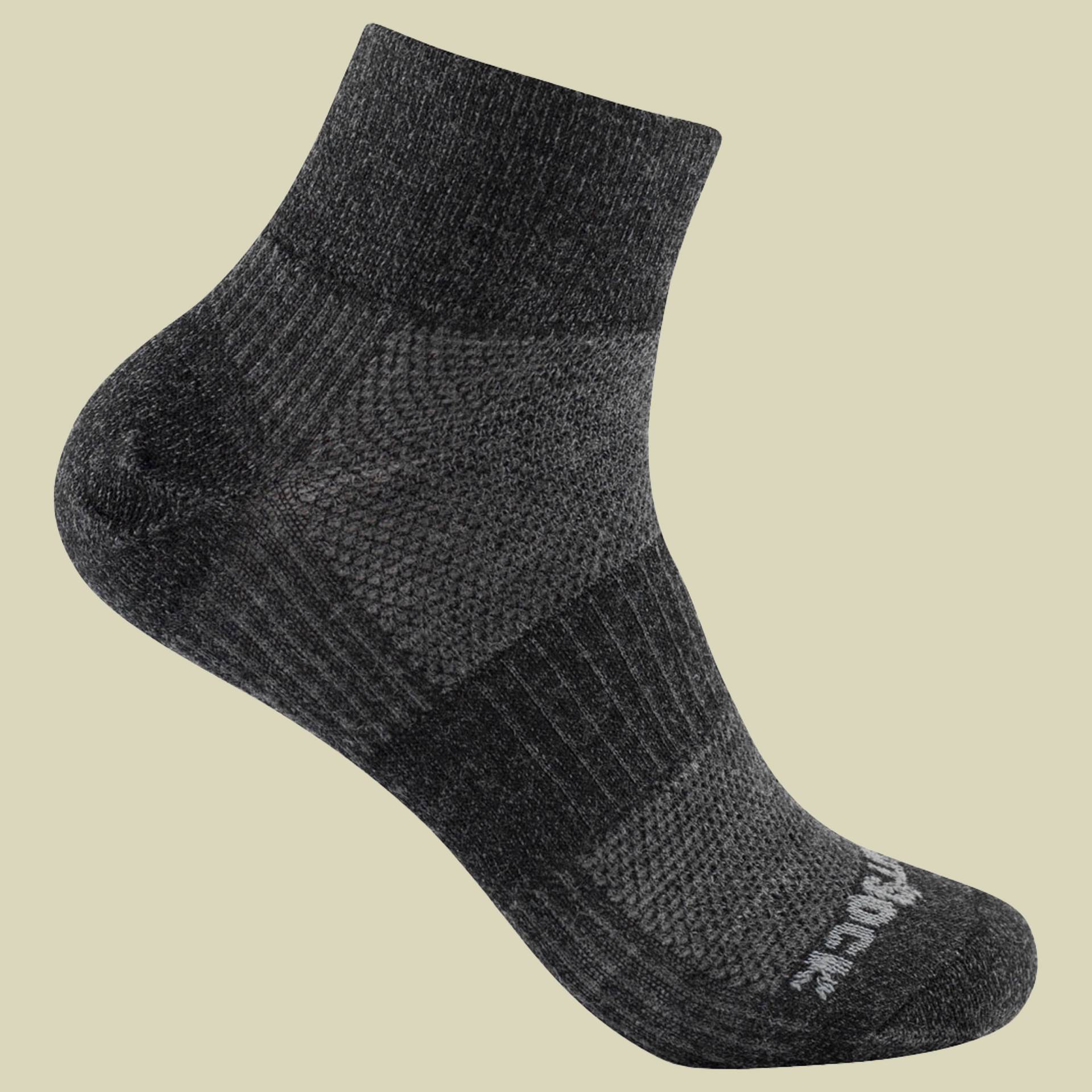 Merino Coolmesh II Quarter Größe 37,5-41 (M) Farbe grey black matt von Wrightsock