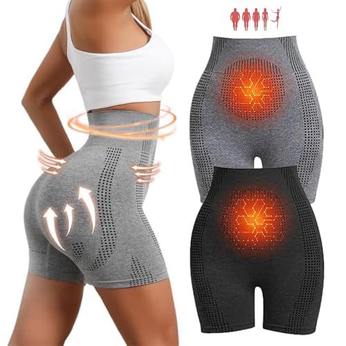 2025 High Waist Micro Vibration Massage Shaping Shorts, Ice Silk Ion Fiber Repair Shaping Shorts, Titanium Fiber Sheath Shorts, Tummy Control Shapewear Shorts (2 Set,S (40-50kg)) von Wryhaul