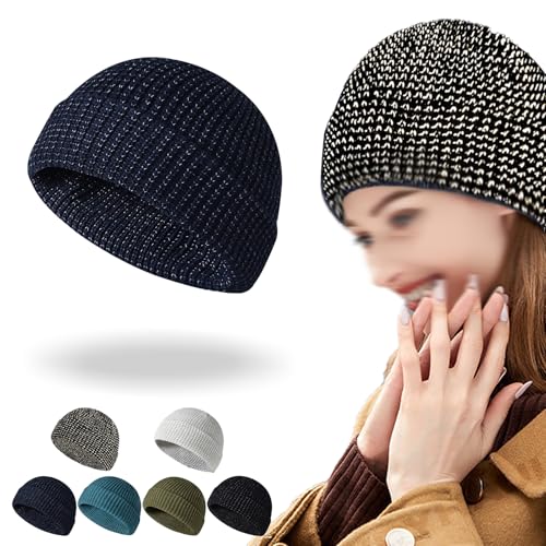 Flex Beanie 2.0, Flexcap 2,0 Reflektierende Mütze, Weflexus Reflektierende Mütze, Winter Flex Beanie Reflektierende Laufmütze, Flex Beanie 2.0 - Unisex Reflektierende Mütze (Blau,Einheitsgröße) von Wryhaul