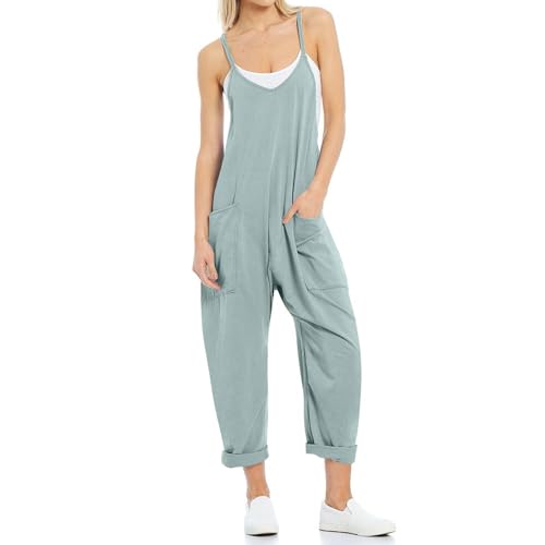 Lahloya Mutterschaft Jumpsuit, Lahloya Mutterschaft Oversized Jumpsuit, Oversized Jumpsuit - Mutterschaft & Postpartum, ärmellose Romper, Casual Women 's Plus Size Romper (Blau,XXL) von Wryhaul