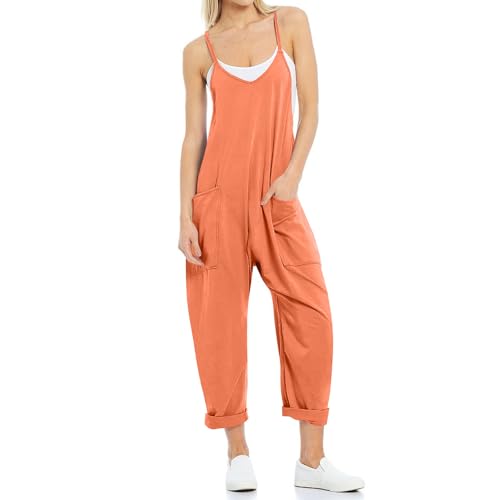 Lahloya Mutterschaft Jumpsuit, Lahloya Mutterschaft Oversized Jumpsuit, Oversized Jumpsuit - Mutterschaft & Postpartum, ärmellose Romper, Casual Women 's Plus Size Romper (Orange,XXL) von Wryhaul