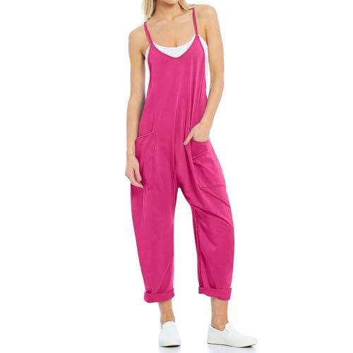 Lahloya Mutterschaft Jumpsuit, Lahloya Mutterschaft Oversized Jumpsuit, Oversized Jumpsuit - Mutterschaft & Postpartum, ärmellose Romper, Casual Women 's Plus Size Romper (Rot,XXL) von Wryhaul