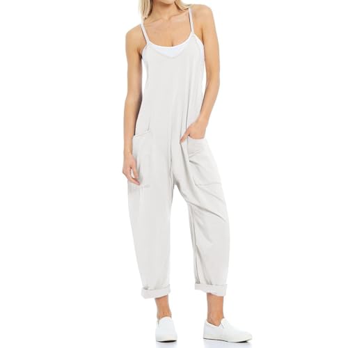 Lahloya Mutterschaft Jumpsuit, Lahloya Mutterschaft Oversized Jumpsuit, Oversized Jumpsuit - Mutterschaft & Postpartum, ärmellose Romper, Casual Women 's Plus Size Romper (Weiß,XL) von Wryhaul