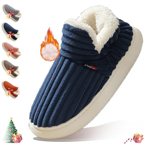 Pluffi Slipper Booties Women, Pluffi The Cozy Stylish Slipper, Bootie Slippers für Frauen, Warme Plüsch Futter Hausschuhe für Frauen und Männer, Winter Warm Plüsch Hausschuhe (Blau,EU 38-39) von Wryhaul