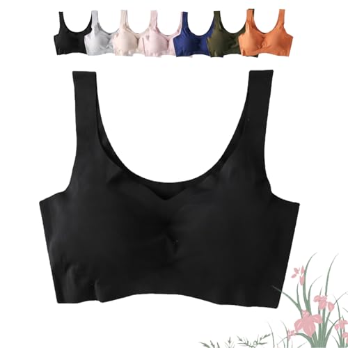 Ribili Full Coverage Bra für Frauen, Ribili Bra Wireless Push Up Bra mit Unterstützung und Lift, Comfortable Back Smoothing Bra, Seamless Women 's Plus Size Bras (Schwarz,M (50-60 kg)) von Wryhaul