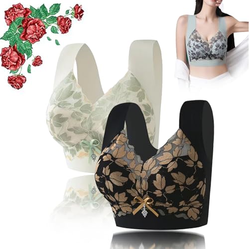 Senobra - Vielseitiges Comfy Lift & Flex Lacy Bra Top, Blinky Charm Wireless Bra, Senobra Anti-Sagging Push Up Bra, Nahtlose Push Up BHS für ältere Frauen (2PCS-C,4XL (80-90kg)) von Wryhaul