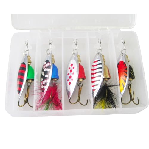 Wsdsgz 5Pcs Angeln Spinner Swimbaits Set Für Salzwasser Und Salzwasser Pailletten Köder Set Löffel Stahl Drillinge Spinner Köder von Wsdsgz