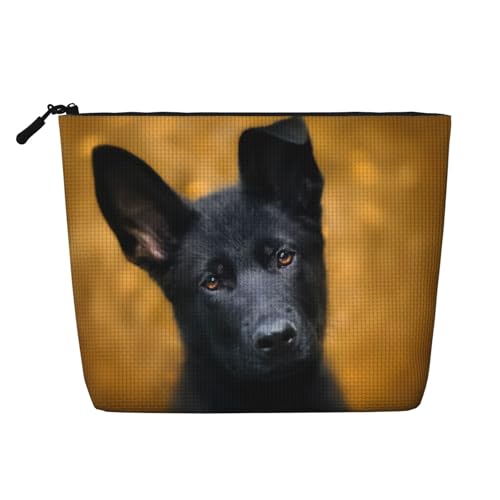 WSHFFILO Kosmetiktasche, Motiv: Deutscher Schäferhund, bedruckt, künstlicher Hanf, Kosmetiktasche, Clutch, Schwarz, Schwarz , Einheitsgröße von Wshffilo