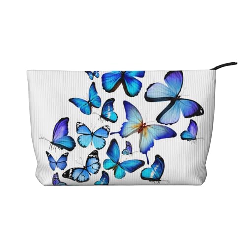 WSHFFILO Make-up-Tasche aus Kulturtasche mit Schmetterlings-Motiv, bedruckt, aus Kulturtasche, Clutch, Blau, Schwarz , Einheitsgröße von Wshffilo