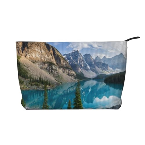 WSHFFILO Rocky Mountains Make-up-Tasche aus Kord, bedruckt, Reise-Kulturbeutel, Kosmetiktasche, Clutch-Tasche, Schwarz , Einheitsgröße von Wshffilo