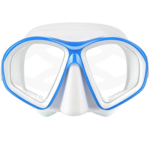 Schnorchelmaske,Taucherbrille aus gehärtetem Glas, professionelle Trockenspitzen-Schnorchelausrüstung für Erwachsene und Kinder (Blau für Kinder) von Wsobue