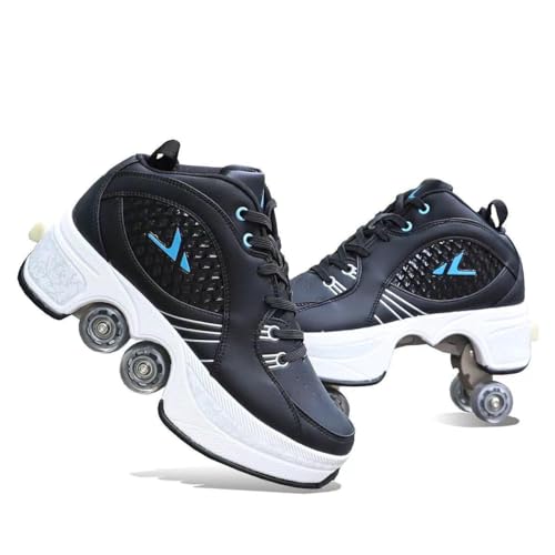 Roller Skate Shoes Rollschuhe Schuhe Mit Rollen Skateboardschuhe,Inline-Skate, verstellbar Damen Schuhe mit Rollen für mädchen,Laufen Skateboard,Inline Rollschuhe, Black B-35EU(Inseam:225mm) von Wttagkl