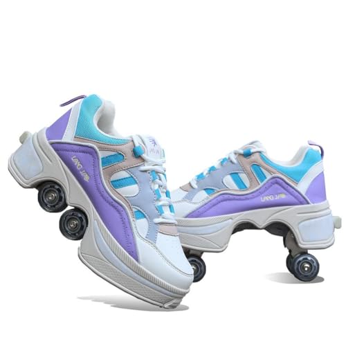 Roller Skate Shoes Rollschuhe Schuhe Mit Rollen Skateboardschuhe,Inline-Skate, verstellbar Damen Schuhe mit Rollen für mädchen,Laufen Skateboard,Inline Rollschuhe, Purple-36EU(Inseam:230mm) von Wttagkl