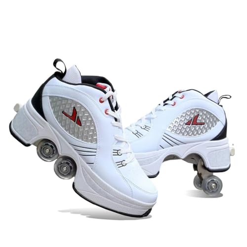 Roller Skate Shoes Rollschuhe Schuhe Mit Rollen Skateboardschuhe,Inline-Skate, verstellbar Damen Schuhe mit Rollen für mädchen,Laufen Skateboard,Inline Rollschuhe, White D-38EU(Inseam:240mm) von Wttagkl