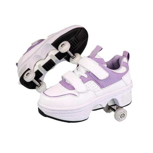 Wttagkl® Roller Skate Shoes Rollschuhe Schuhe Mit Rollen Skateboardschuhe,Inline-Skate, verstellbar Damen Schuhe mit Rollen für mädchen,Laufen Skateboard,Inline Rollschuhe, C Purple-39EU von Wttagkl