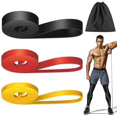 Fitnessbänder,Widerstandsbänder Set mit 3Verschiedene Ebenen, Resistance Bands, Gummiband Sport,Gymnastikband, Trainingsbänder, Resistance Bands Set für Fitness/Yoga/Krafttraining für Männer Frauen von WuGU