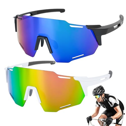 WuGU 2 Stück Sport Sonnenbrille, Polarisiert Fahrradbrille, Sport Sonnenbrille Herren Damen, UV400 Schutz Radsportbrillen für Outdooraktivitäten Wie Radfahren Fischen WuGU 2 Stück Sport Sonnenbrille, Polarisiert Fahrradbrille, Sport Sonnenbrille Herren Damen, UV400 Schutz Radsportbrillen für Outdooraktivitäten Wie Radfahren Fischen von WuGU