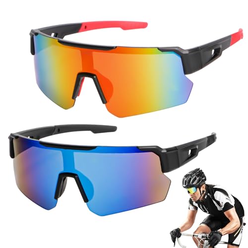 WuGU Sportbrille, 2 Stück Schnelle Brille Rave, Polarisiert Fahrradbrille, Sport Sonnenbrille Herren Damen, UV400 Schutz Radsportbrillen für MTB Rennrad Outdoorsport Radfahren WuGU Sportbrille, 2 Stück Schnelle Brille Rave, Polarisiert Fahrradbrille, Sport Sonnenbrille Herren Damen, UV400 Schutz Radsportbrillen für MTB Rennrad Outdoorsport Radfahren von WuGU