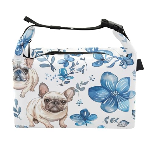 Wudan Süße Hunde Seastars blaue Blumen Jungen Lunchboxen Thermo-Mädchen-Kühltasche für Outdoor-Reisen von Wudan