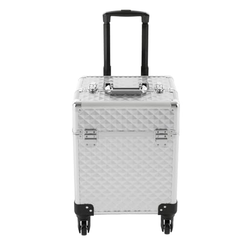 Kosmetikkoffer Trolley,Professioneller Schminkkoffer, Multifunktionaler Kosmetikkoffer, Großer Trolley Aufbewahrungskoffer Für Nägel,Mit Rollen,Kann Zur Aufbewahrung Von Kosmetika (Silber) von Wulimasun