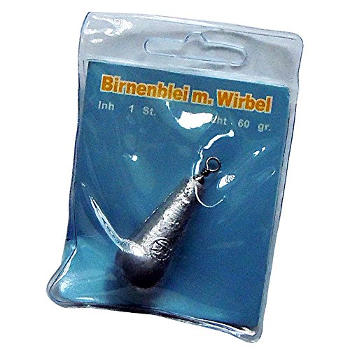 7-80 g Birnenblei mit Wirbel Birnenblei Grundblei Angelblei Grund Angel Blei (60 g) von Wurmbaden