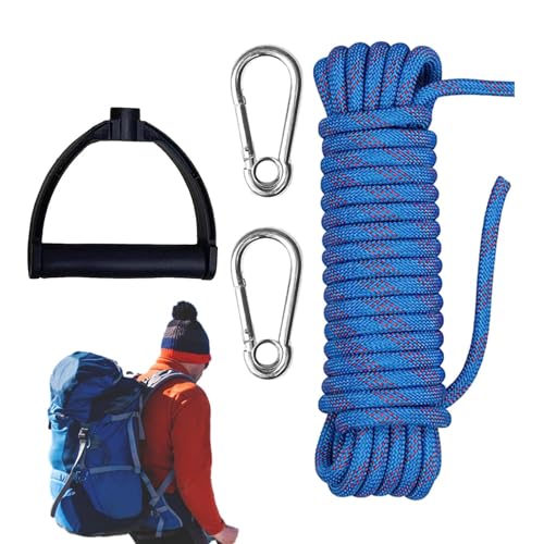 Wuyooprt Outdoor-Kletterseil, statisches Kletterseil - Hochfestes Outdoor-Seil-Sicherheitsseil mit Edelstahl-Karabinern,Robuste Baumkletterausrüstung zum Klettern auf Schneeschlitten, von Wuyooprt