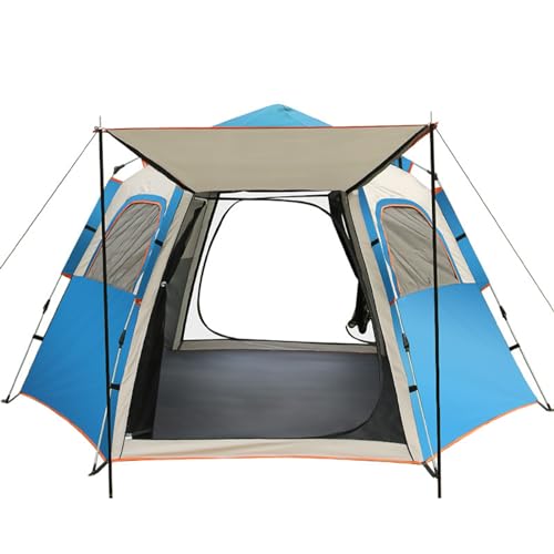 WxMTykx Campingzelt 3-4/5-8 Personen Outdoor-Klappautomatik Sofort Aufklappbares Zelt Verdicktes Sechseckiges Zelt Sturmsicher Regenfest Tragbares Familien-Campingzelt ( Color : Blue , Size : 280*240* von WxMTykx